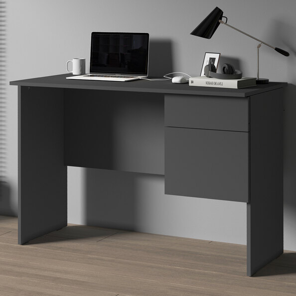 Elizabethton Wooden Laptop Desk With 1 Door 1 Drawer In Anthracite