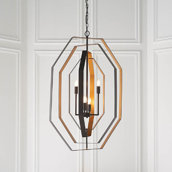 Elkhart Metal Ceiling Pendant Light In Bronze And Antique Gold