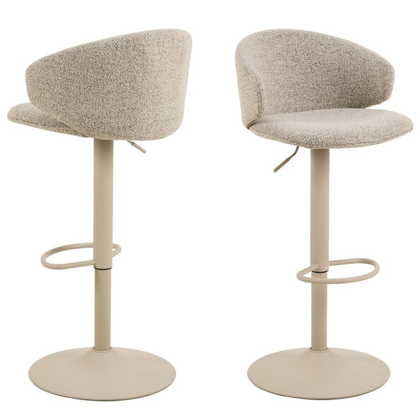 Elyria Fabric Bar Stools In Pair - Beige