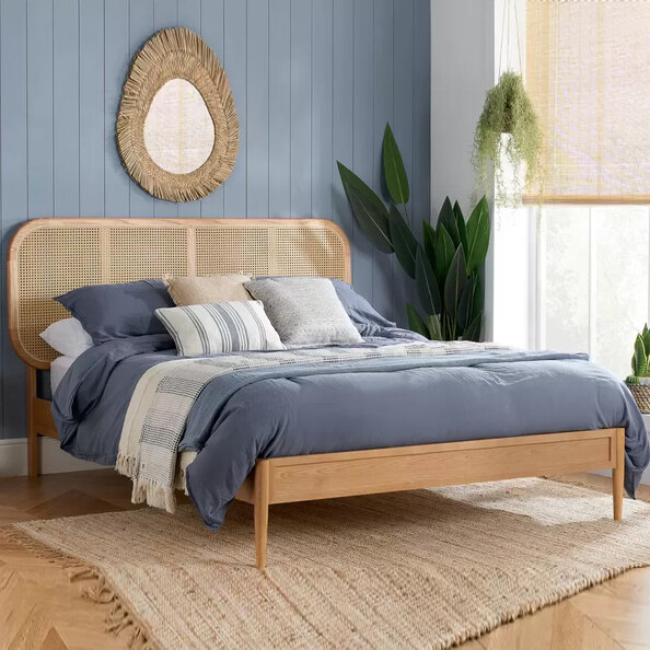 Elkhorn Wooden Double Bed In Oak