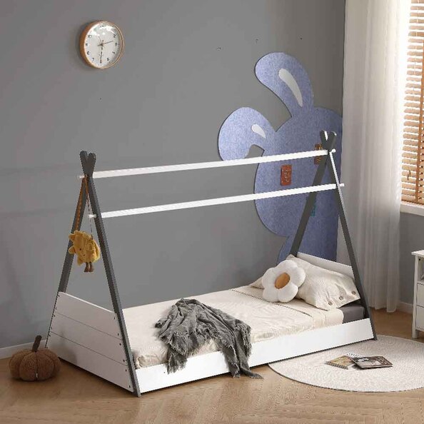 Elkton Wooden Children Daybed In Grey And White