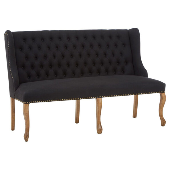 Elkurud Fabric Hallway Seating Bench With Oak Legs In Black