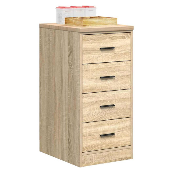 Ellery Narrow Wooden Storage Cabinet with 4 Drawers in Sonoma Oak