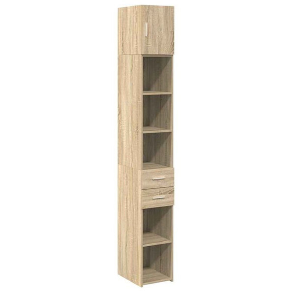 Ellery Slim Wooden Storage Cabinet with 2 Drawers in Sonoma Oak