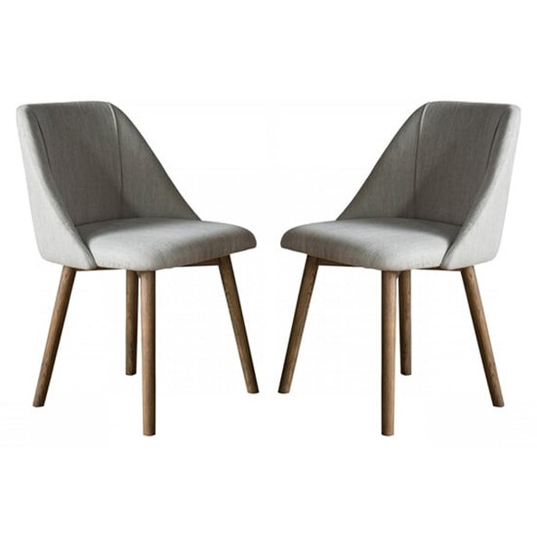 Elliata Natural Fabric Dining Chairs In Pair