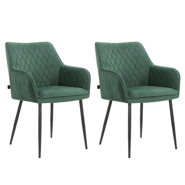 Elmaro Green Velvet Dining Chairs in Pair