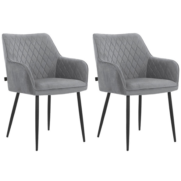 Elmaro Grey Velvet Dining Chairs in Pair