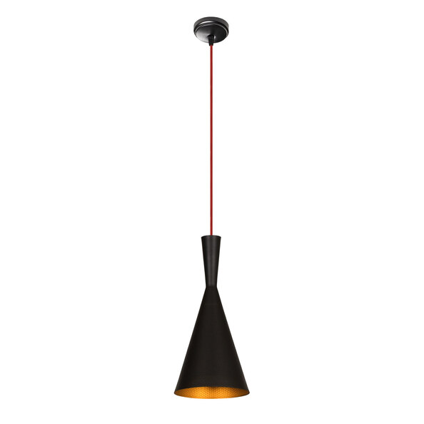 Elmas Metal Cone Pendant Light in Black and Red