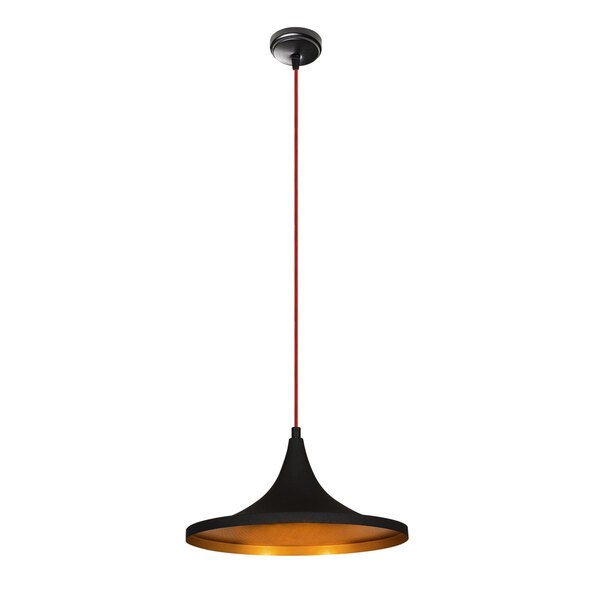 Elmas Metal Wide Shade Pendant Light in Black and Red