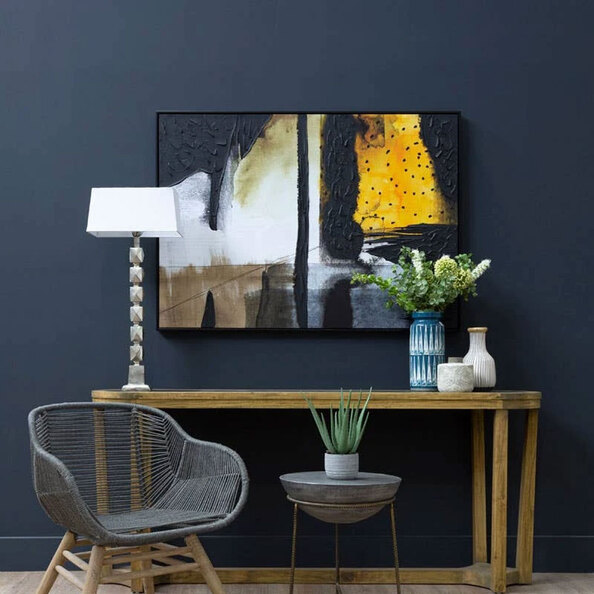 Elmiron Canvas Abstract Wall Art in Black And Ochre
