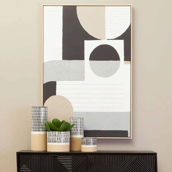 Elmiron Canvas Abstract Wall Art with Geometric Design in Multicolour