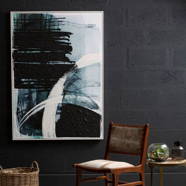 Elmiron Canvas Brushstroke Wall Art in Blue and Black