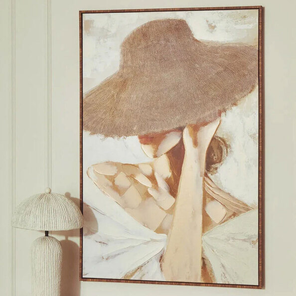 Elmiron Canvas Lady In The Straw Hat Wall Art in Multicolour