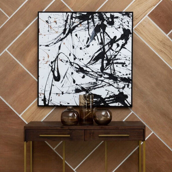 Elmiron Canvas Splatter Square Wall Art in Black and White