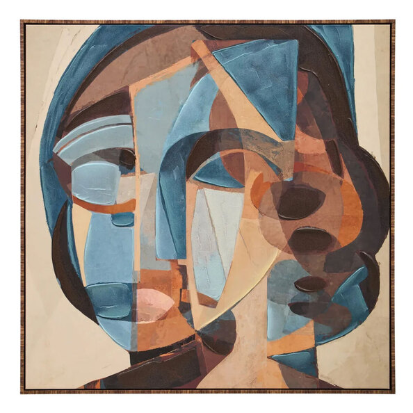 Elmiron Canvas Textured Abstract Face Wall Art in Multicolour