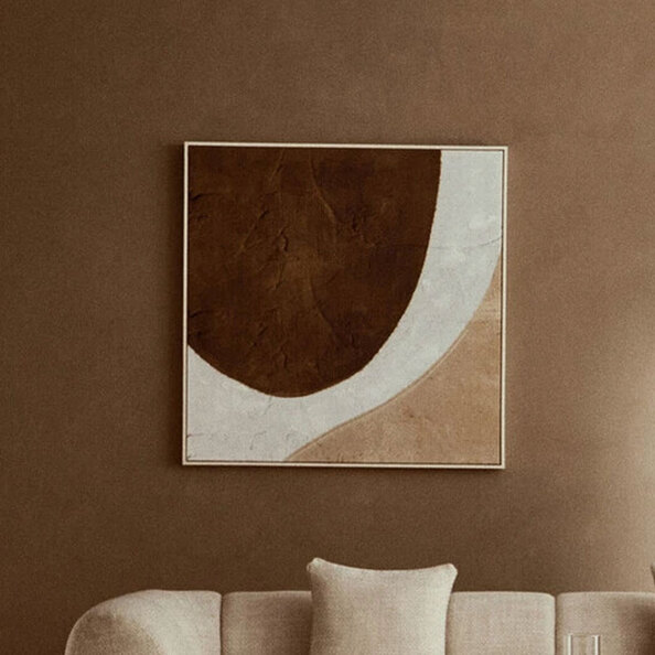 Elmiron Canvas Textured Square Wall Art in Brown and Natural