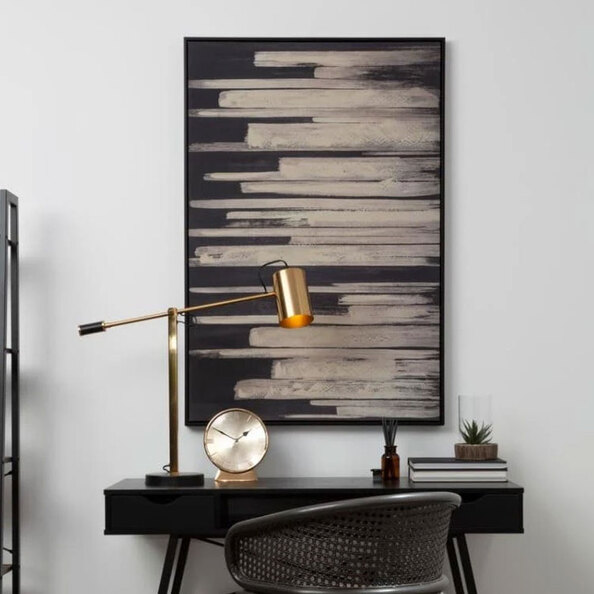 Elmiron Canvas Wall Art with Wooden Frame in Black and Natural
