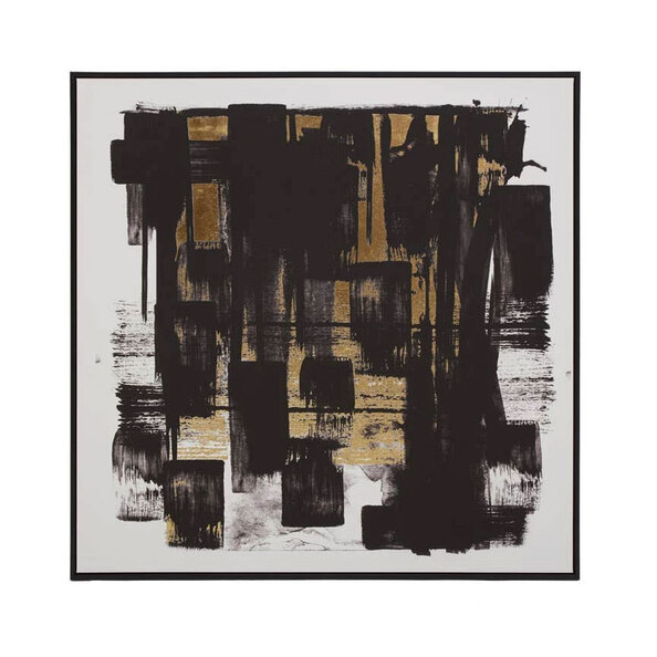 Elmiron Canvas Wall Art with Wooden Frame in Black White and Gold