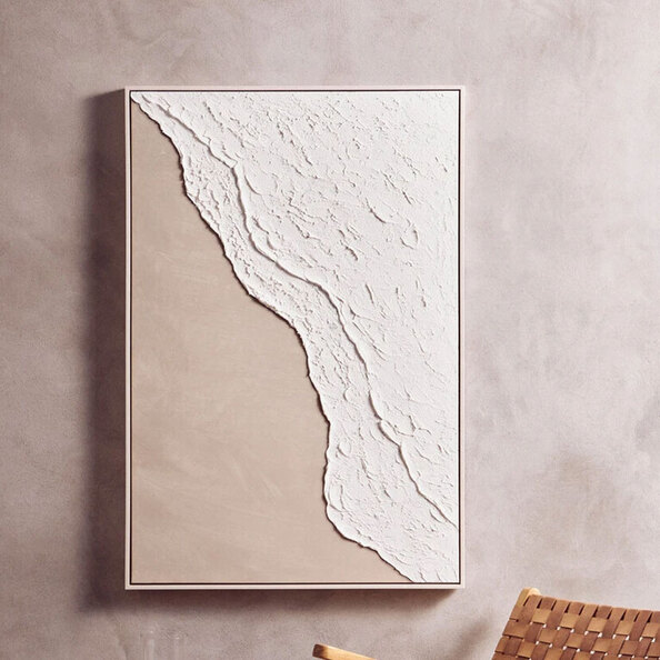 Elmiron Wooden Textured Wall Art in Natural and White
