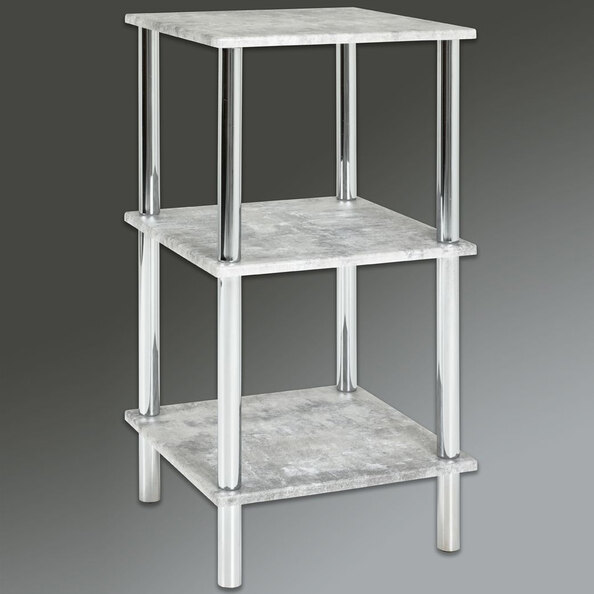 Eloy Wooden Shelving Unit With Chrome Frame In Concrete