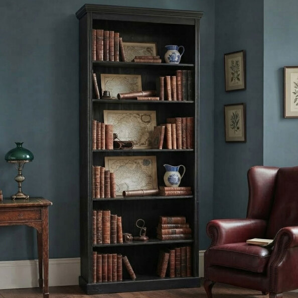 Elrion Wooden Bookcase in Lacquer Brown