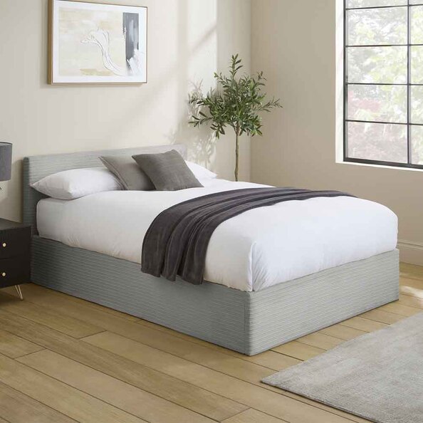Eltham End Lift Fabric Ottoman Storage Double Bed in Grey