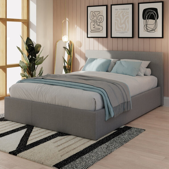 Eltham Side Lift Fabric Ottoman King Size Bed In Grey