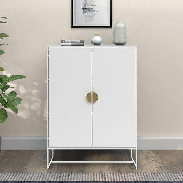Elvian Wooden Storage Cabinet with 2 Doors in White