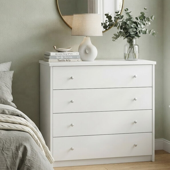 Elvoro Wooden Chest Of 4 Drawers in White