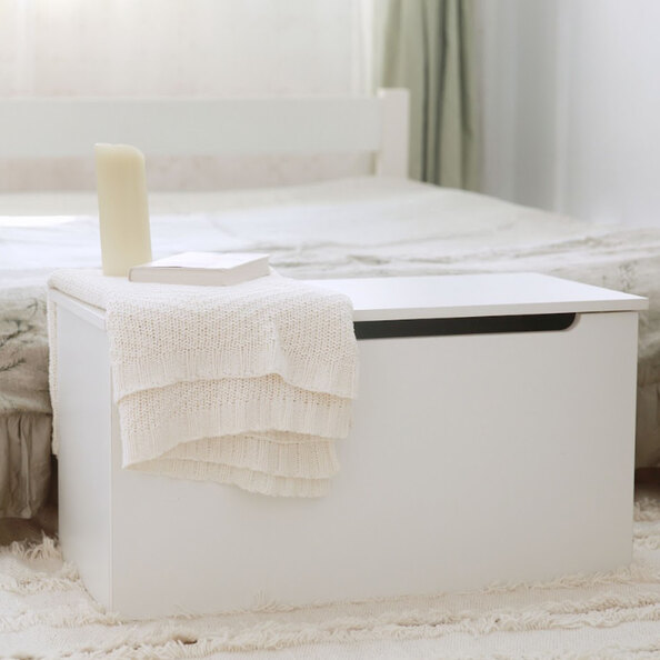 Elvoro Wooden Ottoman Storage in White