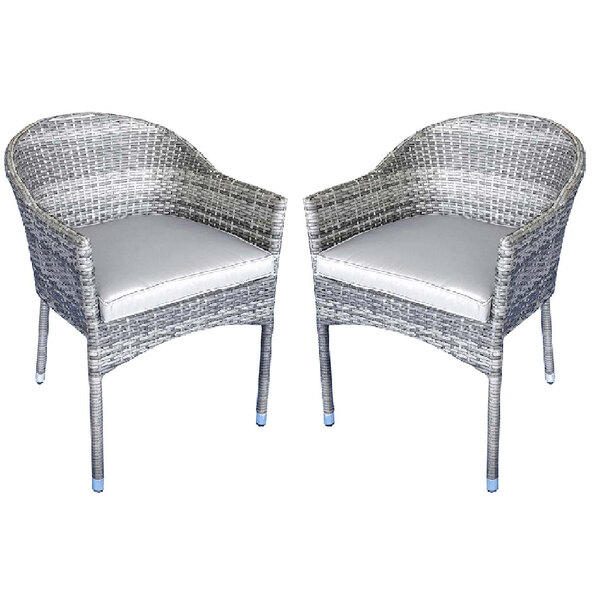 Elysia Grey Rattan Armchairs With Cushion In Pair