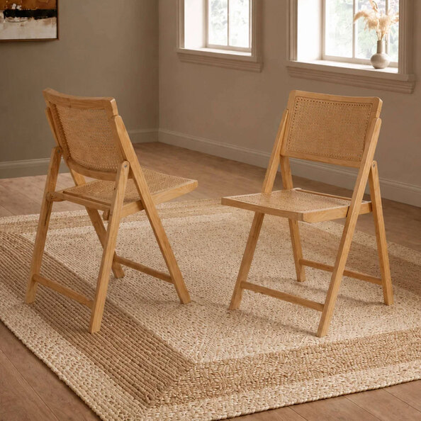 Elzario Ash Rattan Dining Chairs in Pair