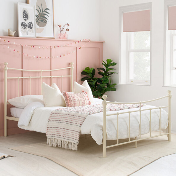 Emilia Metal Small Double Bed In Cream
