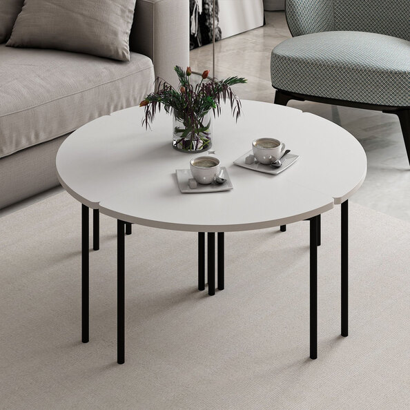 Emma Round Wooden Coffee Table in White