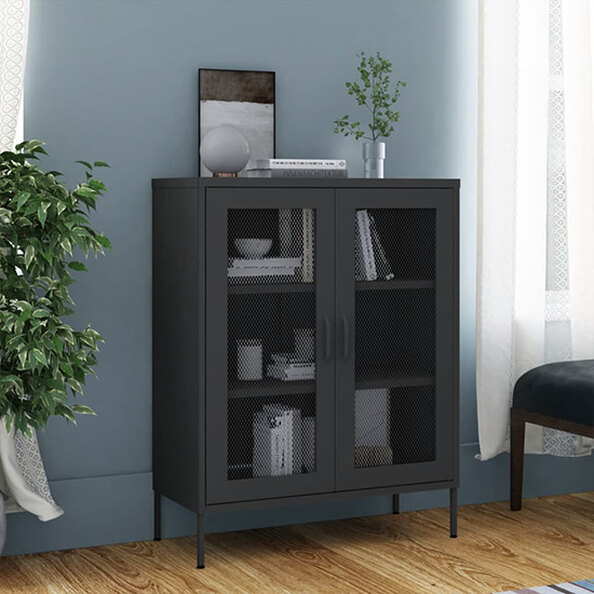 Emrik Steel Storage Cabinet With 2 Doors In Anthracite