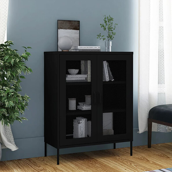 Emrik Steel Storage Cabinet With 2 Doors In Black