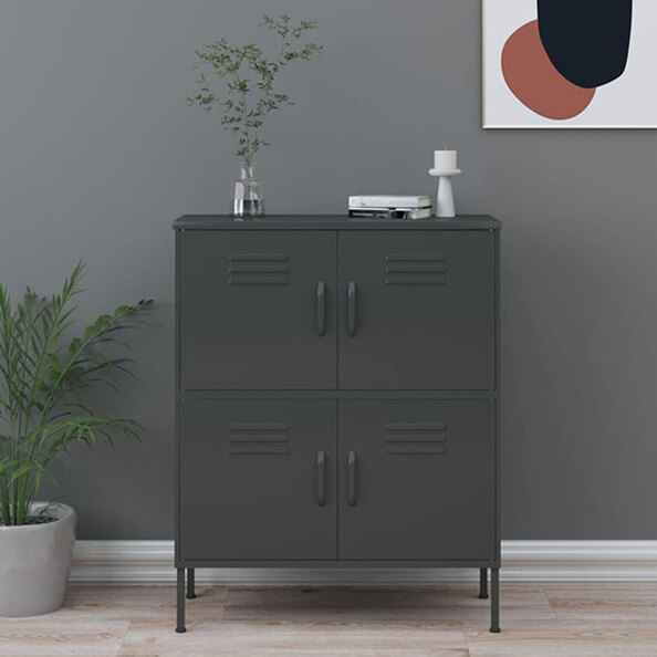 Emrik Steel Storage Cabinet With 4 Doors In Antracite