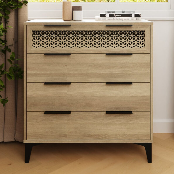 Epping Wooden Chest Of 4 Drawers - Oak