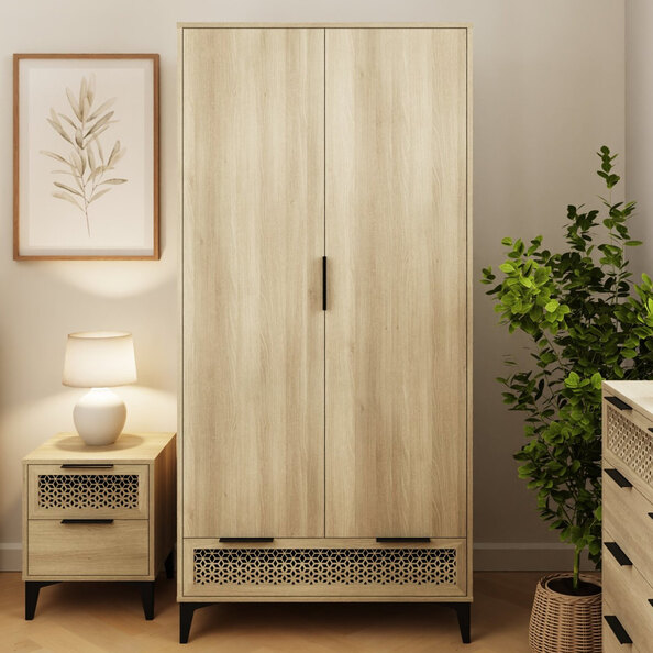 Epping Wooden Wardrobe With 2 Doors - Oak