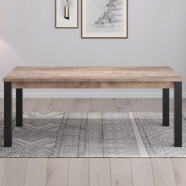 Erbil Large Rectangular Wooden Dining Table In Tobacco Oak