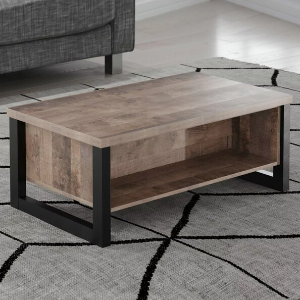 Erbil Rectangular Wooden Coffee Table In Tobacco Oak