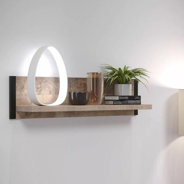 Erbil Wooden Wall Shelf In Tobacco Oak