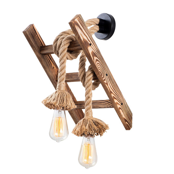 Erebos 2 Light Wooden Wall Light in Oak