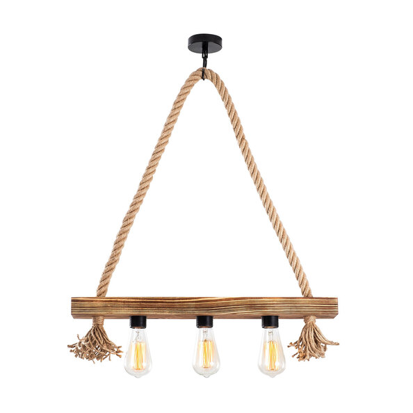 Erebos 3 Light Wooden Ceiling Pendant Light in Oak