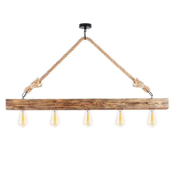Erebos 5 Light Wooden Ceiling Pendant Light in Oak