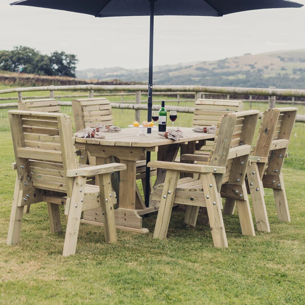 Erog Wooden Garden Dining Table With 6 Chairs In Natural
