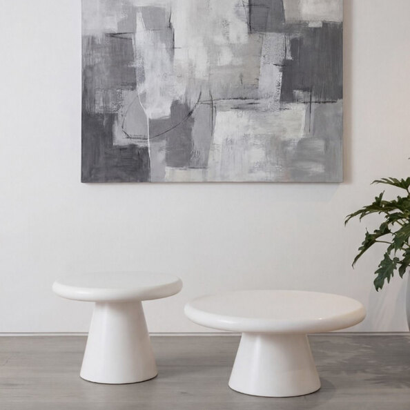 Eronel Round Wooden Coffee Table Set in White