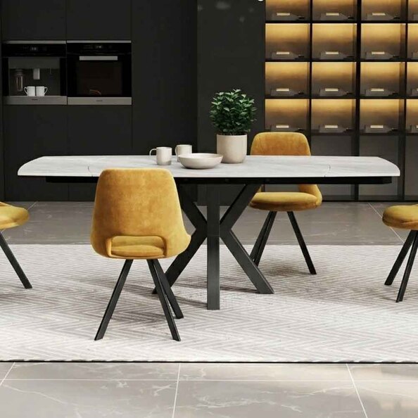 Eronix Ceramic Extending Dining Table in Matt Grey