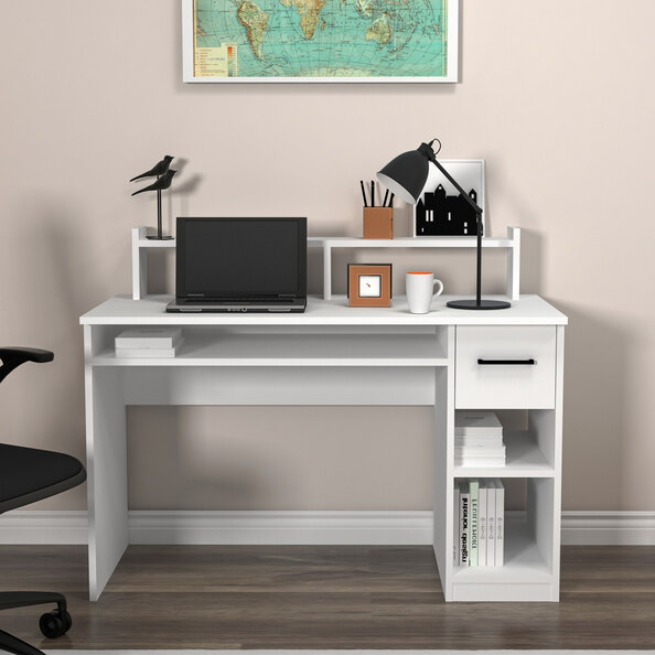 Eslem Wooden Computer Desk in White