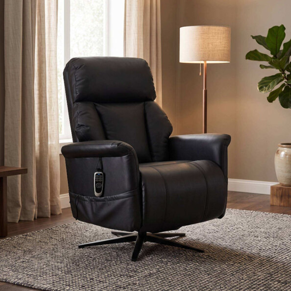 Estelle Leather Air Lift & Tilt Electric Recliner in Black